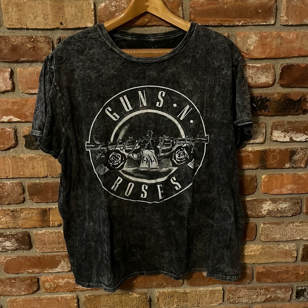 Bravado Guns N Roses Acid Wash Charcoal Gray T Shirt Graphic Tee Mens Size Lg - Picture 1 of 3
